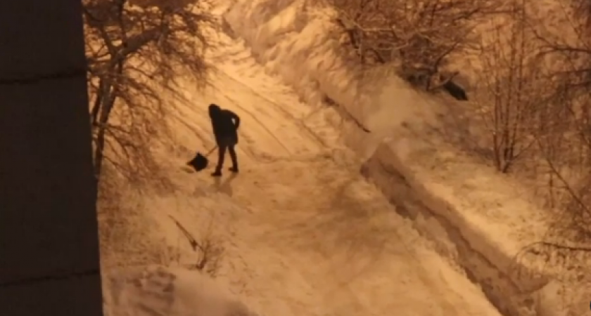 Ночной герой: пензячка с лопатой вышла на борьбу со снегом 