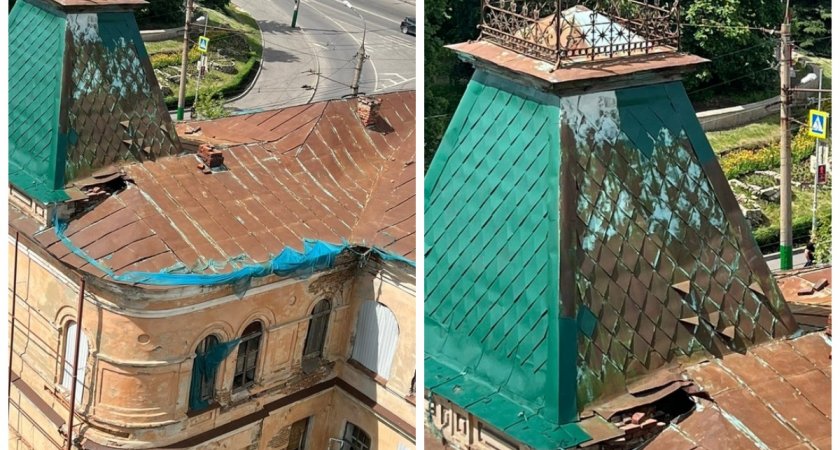 "И так сойдет": в Пензе крышу здания культурного наследия не докрасили ко Дню города 