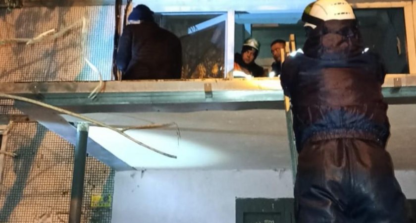 В Пензе с козырька дома спасатели сняли неадекватного мужчину
