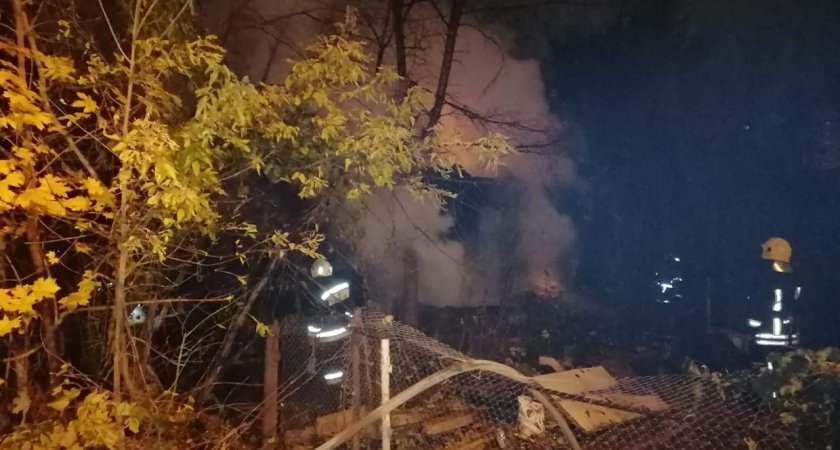 Ночью в Пензе пожар в срубовом доме тушили 25 сотрудников МЧС