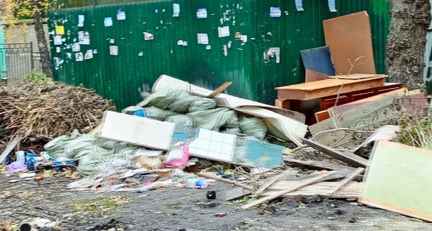 В Пензе между домами на улице Кулакова образовалась стихийная свалка