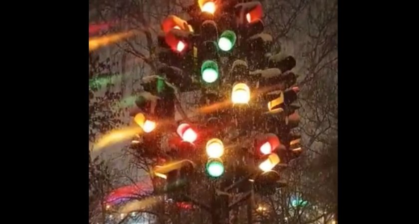 В Пензе починили арт-объект «Светофорное дерево»