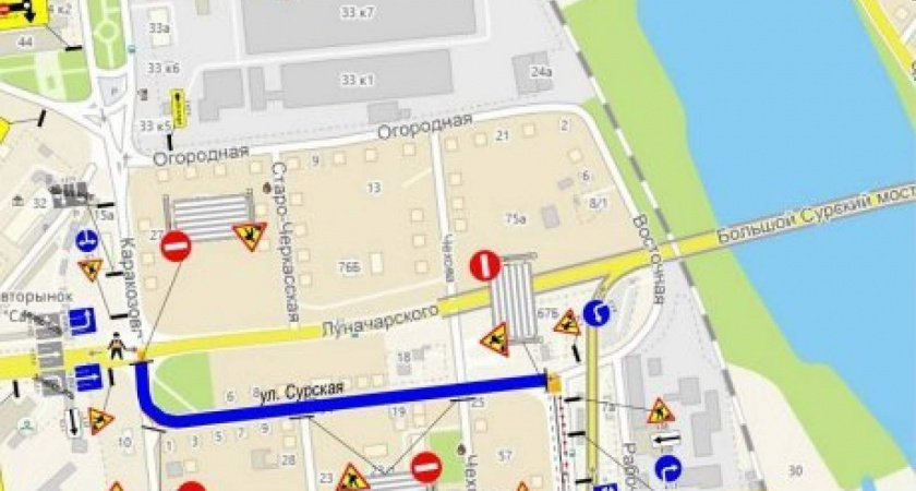 До 23 часов 25 июня в Пензе из-за ремонтных работ перекроют движение на улице Сурской 