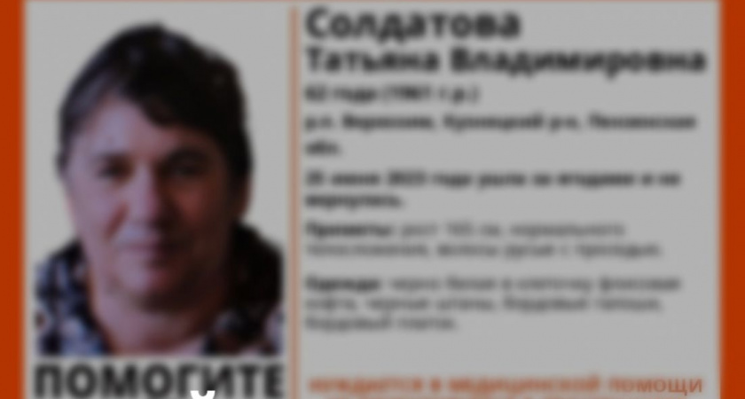 Завершились поиски 62-летней женщины из пгт Верхозим Кузнецкого района 