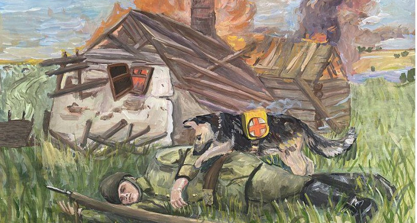 Рисунок 13-летней пензячки о фронтовых собаках появится на лимитированной серии открыток