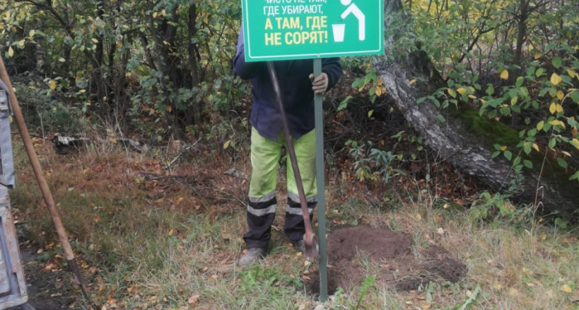 В Пензе на Чаадаева устаналивают таблички для тех, кто мусорит на улице