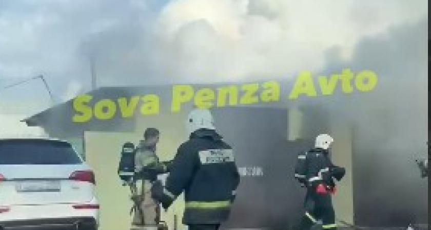 В Пензе на Тухачевского на станции техобслуживания сгорела иномарка