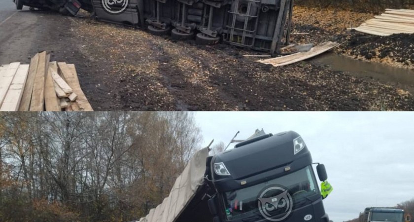 В Спасском районе на трассе перевернулась фура