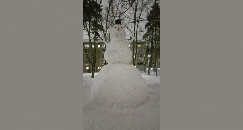 Дворник в Заречном слепил огромного снеговика 