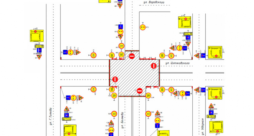 На месяц перекресток улиц Циолковского и Беляева в Пензе перекроют