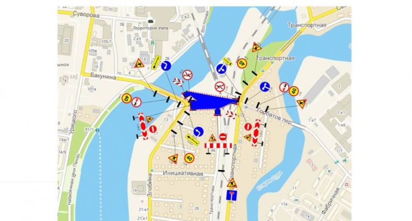 Тротуар под мостом на улице Ерик также будет перекрыт 