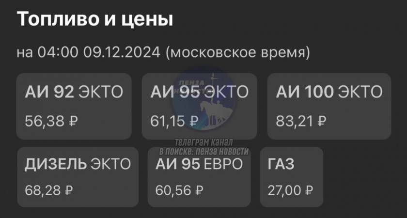 Еще за одну неделю стоимость топлива в Пензе поднялась на несколько копеек