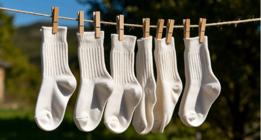 Кидаю пару ложек в таз — и даже самые заношенные носки станут белее снега: простой и полезный совет для любителей белых носочков