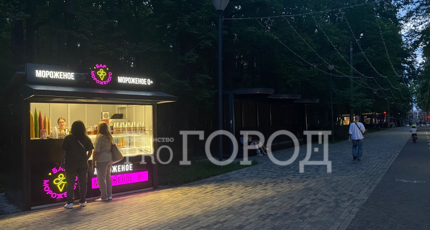 Маркировку 18+ на ларьке с мороженым возле детской площадки на Олимпийской аллее замаскировали весьма примитивным способом