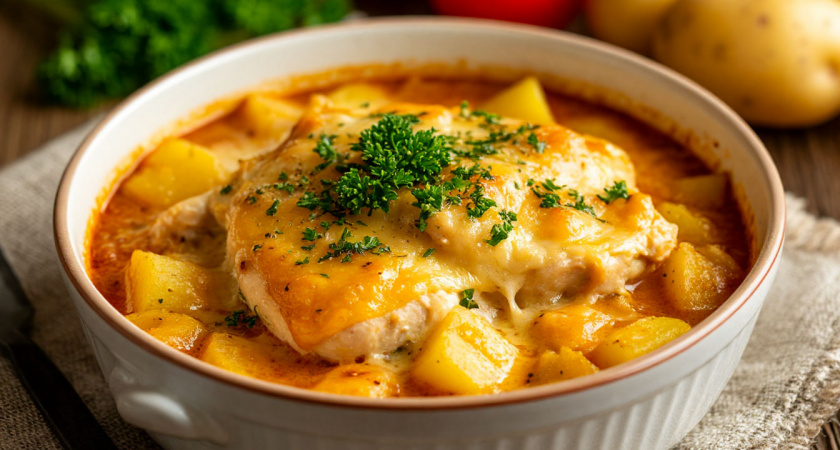 Курица по‑французски: простой рецепт с золотистой корочкой и сочным мясом