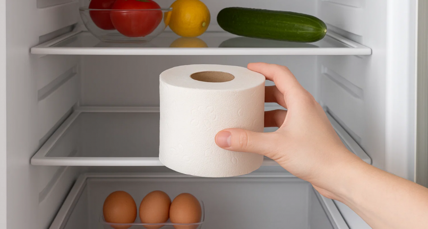 Как использовать туалетную бумагу против влаги и запаха в холодильнике. Простой лайфхак.