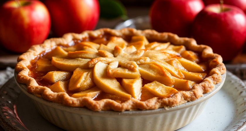 Рецепт янтарного яблочного пирога-перевертыша с бисквитом