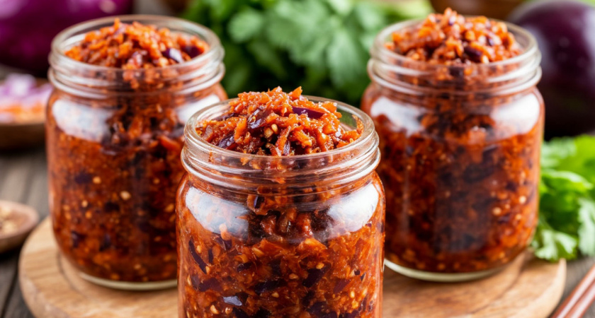 Баклажаны по-корейски на зиму: пошаговый рецепт с стерилизацией 