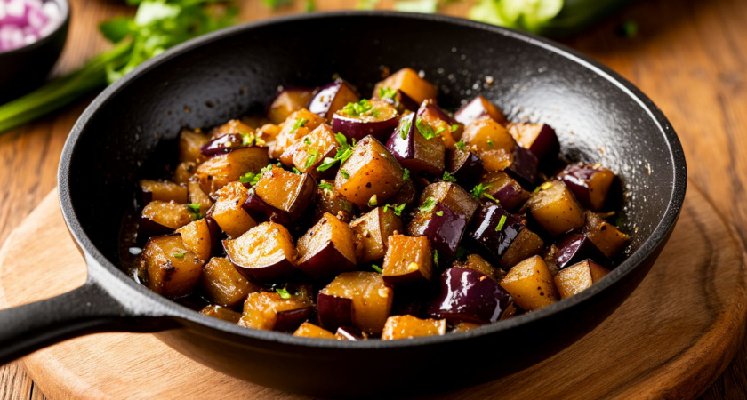 Быстрая закуска из баклажанов по-южному. Готовится за 15 минут, съедается мгновенно