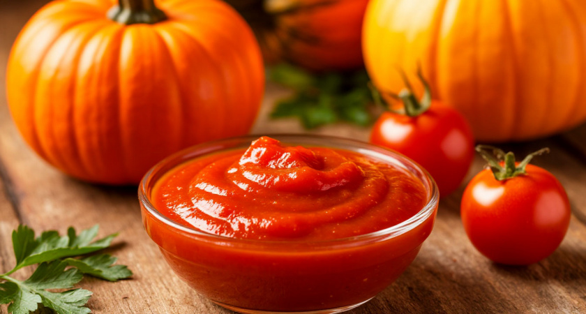 Густой томатно-тыквенный кетчуп на зиму. Простой рецепт с пошаговым описанием