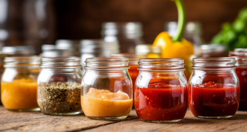 Мелкие стеклянные банки от соусов больше не выкидываем: применили или в гараже и не пожалели - все гости были в восторге от нашей задумки