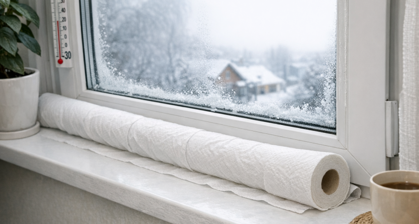 Беру всего 1 рулон туалетной бумаги  и из окон больше не дует даже при -30 градуса. Подоконник весь сезон остаётся тёплым, без сквозняков