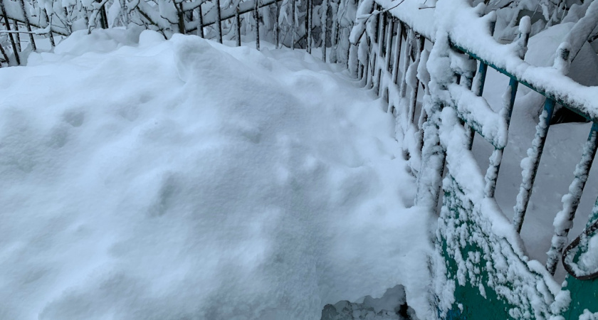 В Пензе под тяжестью снега сломалась летняя веранда кафе