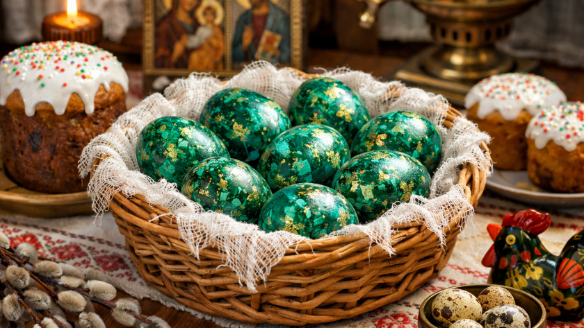 Не яйца, а настоящий шедевр: крашу на Пасху в 2 компонента - малахитовый эффект создает нарезанная бумага и марля