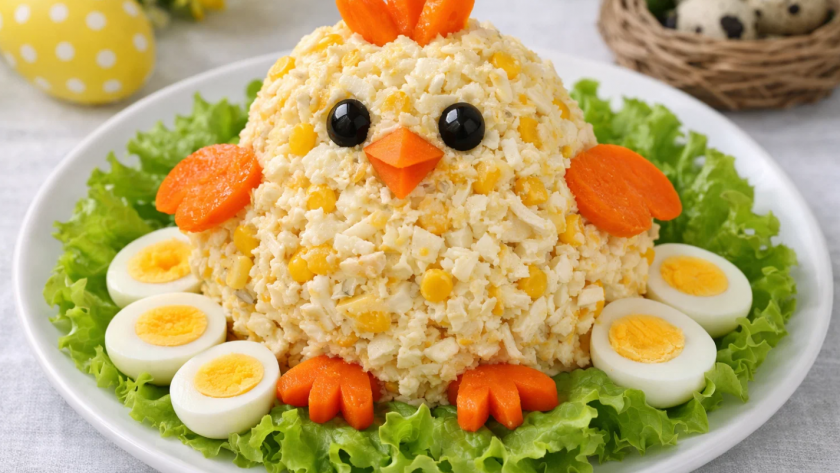 Сначала смеются над видом, потом съедают всё: салат Пасхальный цыплёнок - делается из того, что есть в холодильнике