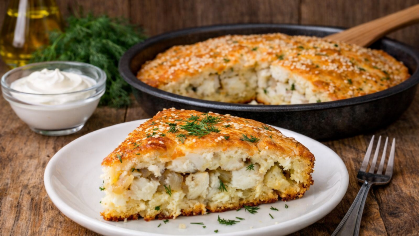 Заливной пирог с минтаем 3 стакана - готовить 4 минуты и в 100 раз вкуснее шарлотки