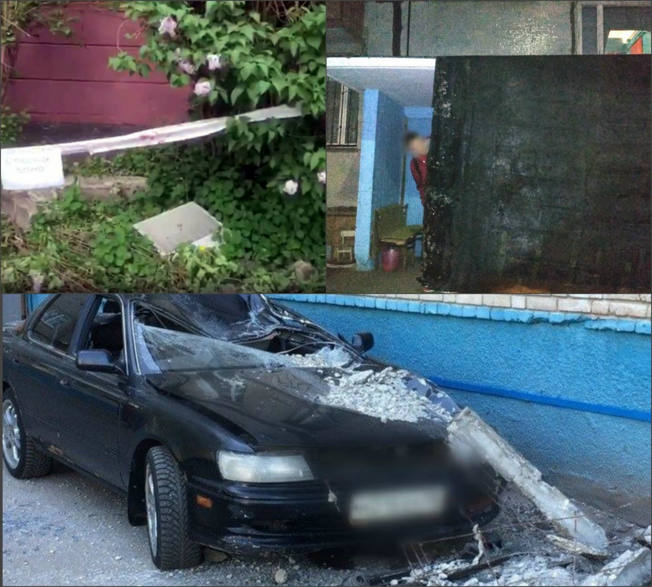 Разбитая машина, подъезд, кондиционер - последствия обрушенных крыш в Пензе