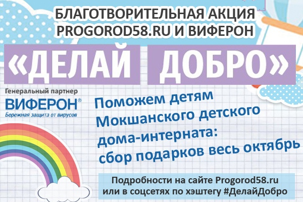 Благотворительная акция Progorod58.ru и «Виферон»: поможем вместе Мокшанскому детскому дому-интернату