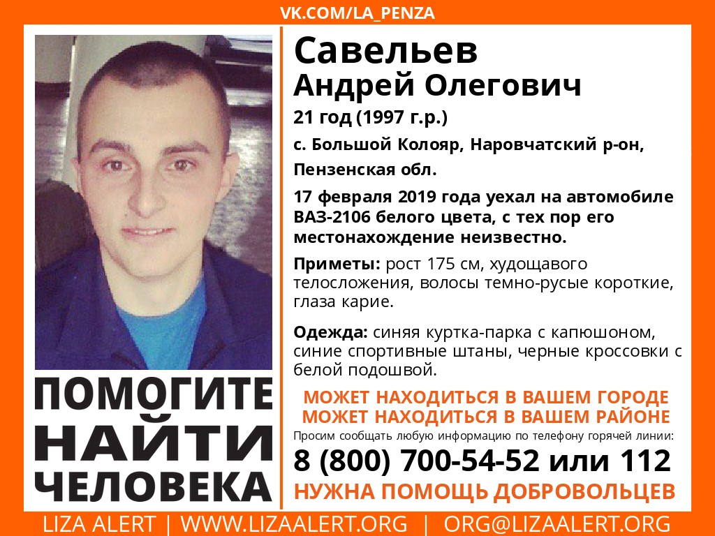 Появились подробности о пропавшем в Пензенской области Андрее Савельеве
