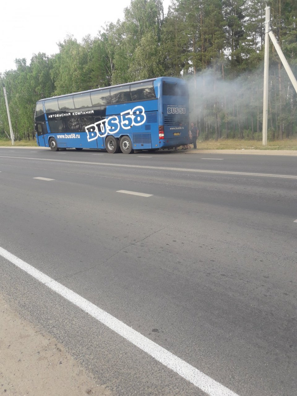 На трассе в Пензенской области загорелся рейсовый автобус