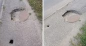 В Пензе на тротуаре провалился канализационный люк