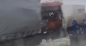 Видео с места смертельного ДТП, где две фуры столкнулись в Малосердобинском районе