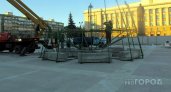 В Пензе на площади Ленина началась установка 25-метровой новогодней елки