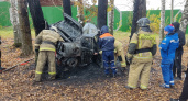 Появились фотографии с места аварии в Пензе, где заживо сгорел водитель 