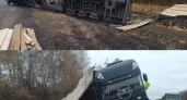 В Спасском районе на трассе перевернулась фура 