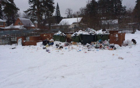 В Ахунах коммунальщики игнорируют переполненные мусорные контейнеры