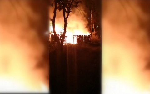 Полыхавшие сараи на Жемчужном проезде тушили среди ночи. ВИДЕО