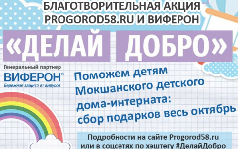 Благотворительная акция Progorod58.ru и «Виферон»: поможем вместе Мокшанскому детскому дому-интернату