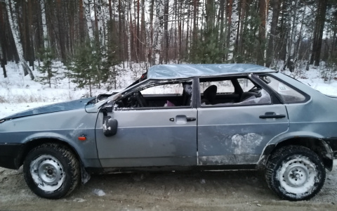 На пензенской трассе легковушку выкинуло в кювет и занесло на сосны