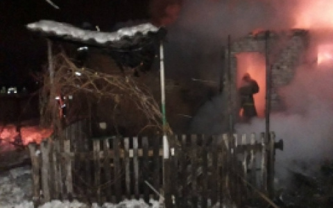В Нижнеломовском районе девять человек тушили полыхающий дом