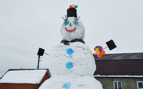 Фото дня: Пензенцы хотят выиграть 100 тысяч за семиметрового снеговика