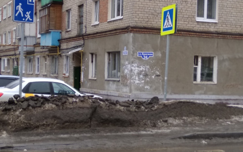 Фотоновость: пензенские коммунальщики завалили "зебру" кучей грязного снега