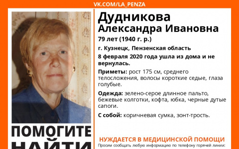 "Она просила о помощи": в Пензенской области разыскивают 79-летнюю бабушку