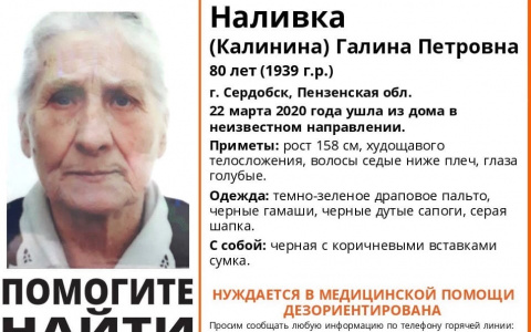 В Пензенской области пропала Галина Наливка