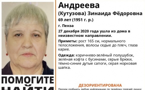 В Пензе разыскивают 69-летнюю женщину