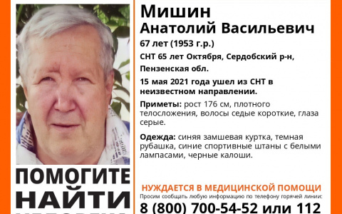 Ушел и не вернулся: в Пензенской области пропал дачник